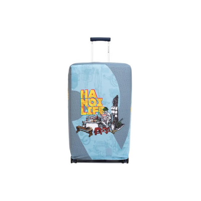 Túi trùm vali du lịch cao cấp hình Trà đá Hà Nội - Vải thun co giãn 4 chiều chống trầy xước