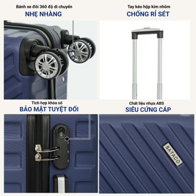 Vali Du Lịch LUG SATACO S20/S24/S28 MD24185 Nhựa ABS Hạn Chế Trầy Xước, Khóa Số Bảo Mật An Toàn