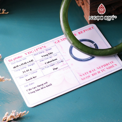 Vòng tay nguyên khối đá ngọc bích bản tròn mệnh hỏa, thổ - Ngọc Quý Gemstones