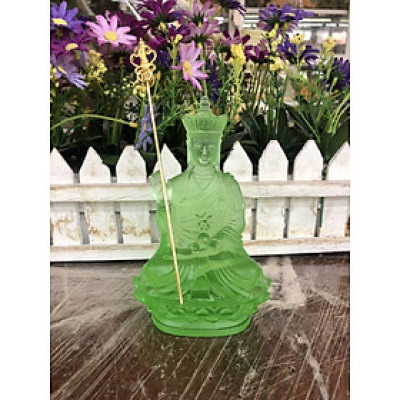 Tượng địa tạng vương bồ tát ngồi đài sen đá lưu ly - Cao 15 cm