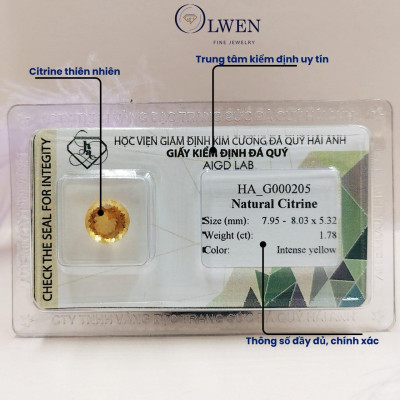 Viên đá thạch anh vàng ( citrine ) thiên nhiên  HA_G000205