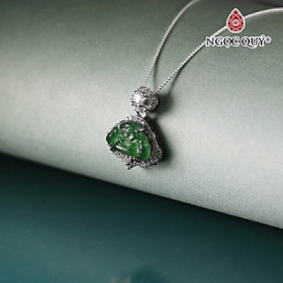 Dây chuyền Di lặc phỉ thúy cao băng lục type A  13x15mm dài 19mm - Ngọc Qúy Gemstones