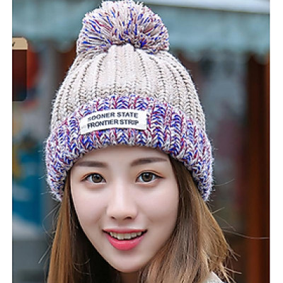 NÓN LEN NỮ PHỐI MÀU, MŨ LEN NỮ PHỐI MÀU DN19121706