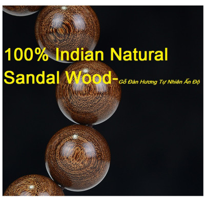 Bộ Vòng đeo tay phong Thủy Gỗ Đàn Hương Lụa Vàng Tự Nhiên Ấn Độ, Kèm Hộp đựng lót nhung nỉ