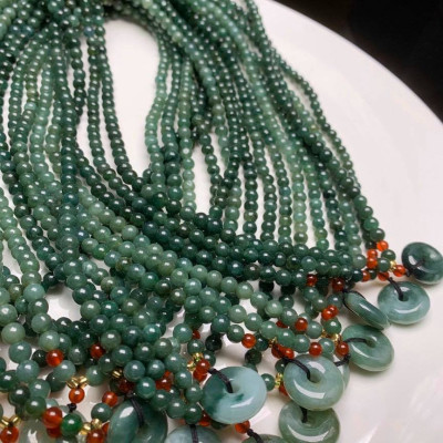 Vòng đeo tay, lắc tay phong thủy chuỗi hạt quấn 3 vòng đá ngọc Jade