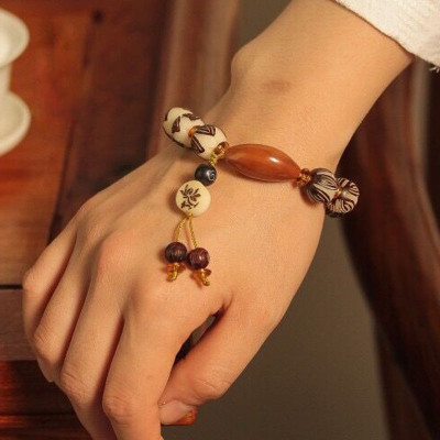 VÒNG TAY , CHUỖI HẠT BỒ ĐỀ ĐẠI KIM TIỀN BẠCH NGỌC KHẮC HOA SEN TÀI LỘC