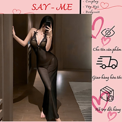Đầm Ngủ Ren Xuyên Thấu Tôn Dáng Dáng Dài Sang Trọng Quyến Rũ Váy Ngủ Voan Dài Ren Hoa Mềm Mại Nữ Thần Gợi Cảm Đầm Ngủ Lụa Lưới Phối Ren Sexy Đánh Thức Vẻ Đẹp Tiềm Ẩn Đầm Ngủ Body Xuyên Thấu Dây Lưng Bí Ẩn Đầy Mê Hoặc Váy Ngủ Ren Lưới Dài Xẻ Tà C095