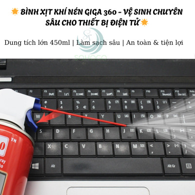 Chai xịt khí nén 450ml vệ sinh thiết bị điện tử – chuyên dụng cho PC, laptop, bàn phím, máy ảnh, và thiết bị văn phòng- Hàng nhập khẩu