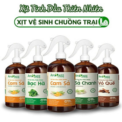 Xịt Tinh Dầu Vệ Sinh Chuồng Trại Thú Cưng , Khử Mùi Xua Đuổi Côn Trùng Nhiều Mùi Sả Chanh, Cam Sả, Vỏ Quế , Bạc Hà Chai Lớn 300ml
