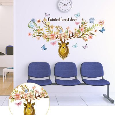 Decal dán tường 3D sừng hươu DKN094 AmyShop (78 x 112 cm)