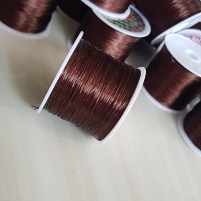 Cuộn Dây Thun CO GIÃN màu Nâu chuyên xỏ vòng đeo tay hạt chuỗi  Dây này là dây thun chuyên xỏ vòng chuỗi màu Nâu, có đủ màu Anh Chị đang đeo chuỗi muốn thay dây khác cho vòng thì đặt cuộn Thun chỉ này nhé