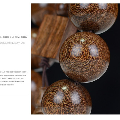 Bộ Vòng đeo tay phong Thủy Gỗ Đàn Hương Lụa Vàng Tự Nhiên Ấn Độ, Kèm Hộp đựng lót nhung nỉ