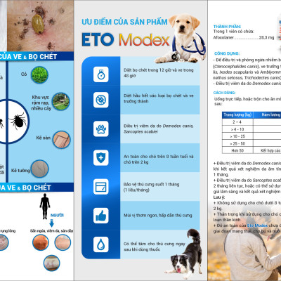 Nhỏ Gáy Fronil Và Viên Nhai Eto Modex Diệt Ve Ghẻ, Nấm Nặng, Rận Bọ Chét Cho Chó Mèo