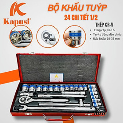 Bộ tuýp khẩu hãng 24 chi tiết hệ 1/2 inch phân phối Kirito chuyên để sửa xe máy, ô tô, máy móc