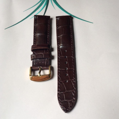 Dây Đồng Hồ Da Cá Sấu Thật Màu Nâu Đen 