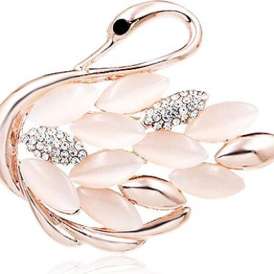 Trâm Cài Áo Nữ Quà Tặng Thiên Nga Đính Đá Trắng Trang Nhã Sang Trọng (Kèm Hộp Quà Tặng)