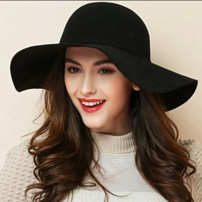 Mũ chống nắng rộng vành nữ nón đi biển màu đen fedora dona22030810