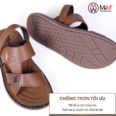 Dép Sandal Nam Da Bò - DK01 Đế Khâu Đúc Nguyên Khối, Đường Khâu Chắc Chắn, Đế Massage Mềm Mại Êm Chân