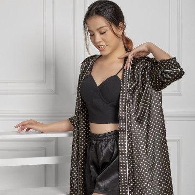 Áo Choàng Ngủ Lụa Thắt Dây Eo Maxivic, La Mộc - MM112104