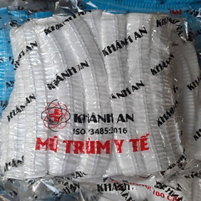 Mũ con sâu trùm đầu y tế Khánh An bịch 100 cái dùng trong môi trường y tế, thí nghiệm, điện tử, thực phẩm, spa