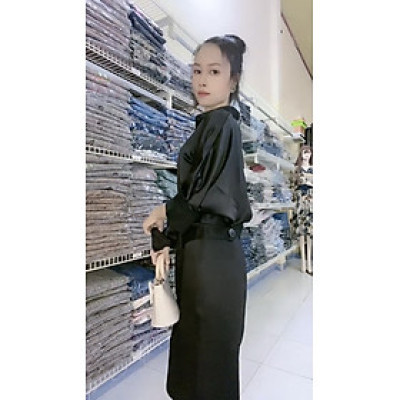 Bộ áo sơ mi kèm váy cao cấp màu đen quý phái Myqlothing.