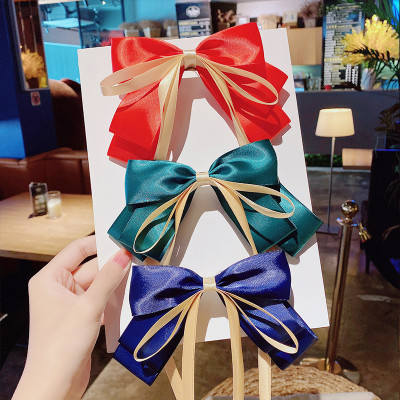 Kẹp Tóc Nơ Phối Dây Ruy Băng Phong Cách Hàn Quốc