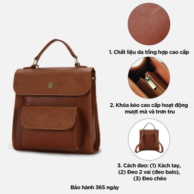 Túi đeo chéo công sở nhỏ gọn IDIGO FBP2 - 5063, balo da nam nữ đi làm cao cấp