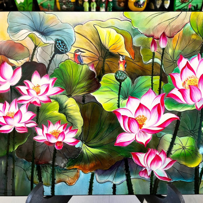 Tranh Sơn Mài - HOA SEN | Size 30x40 cm | Tinh Hoa Nghệ Thuật Việt – Thanh Tịnh và Trang Nhã