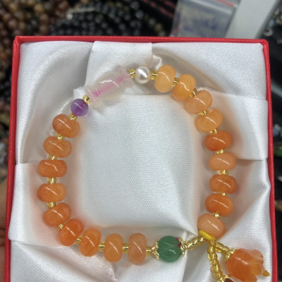 Vòng đeo tay, lắc tay dạng lu thống phong thủy mix phụ kiện đá ngọc hoàng long