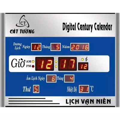 Đồng Hồ LED Treo Tường Kèm Lịch Vạn Niên Cát Tường Sang Trọng – Size Lớn 40x30cm, Loại Cao Cấp Siêu Bền