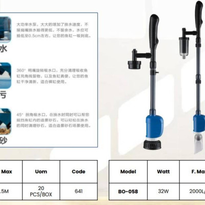 Máy Hút Vệ Sinh Hồ Cá Điện Siêu Sạch Tích Hợp Đầu Bơm Sobo BO-028, BO -058. Tiện lợi.