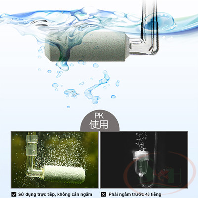 Đầu sủi co2 gốm mini siêu mịn chữ L thanh acrylic co2 bể thủy sinh cá tép cảnh biển