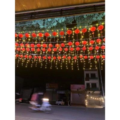 Combo 10 Lồng Đèn Đỏ Trang Trí Tết Bằng Nilon Chống Nước Mẫu Đèn Tổ Ong - Hàng Chính Hãng MINIIN