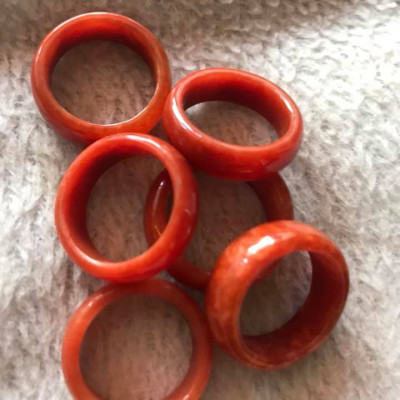 NHẪN ĐÁ CẨM THẠCH MÀU ĐỎ ĐẸP NI NHẪN 17MM HỢP MỆNH HỎA THỔ