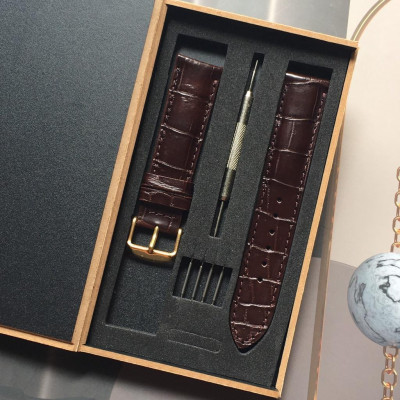 Dây Đồng Hồ Da Cá Sấu Thật Màu Nâu Đen 