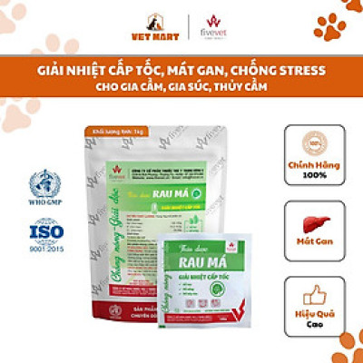 [GÓI 1KG] Five Chống Nóng Rau Má - Thảo Dược giải nhiệt cấp tốc, bù nước cho gia súc, gia cầm_Fivevet