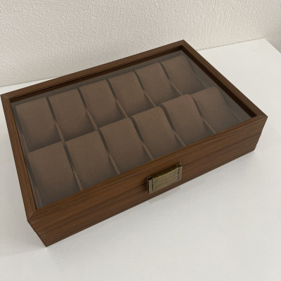 Hộp đựng đồng hồ - Hộp đựng 12 đồng hồ 2 hàng bằng gỗ màu nâu