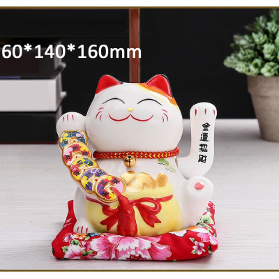Mèo Thần Tài Maneki Neko Vẫy Tay Chiêu Tài Lộc Bằng Gốm Sứ Tặng Kèm Túi Lót PaKaSa - Hàng Chính Hãng 