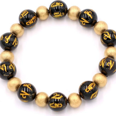 Chuỗi đeo tay - thạch anh đen khắc Phật chú 10 ly VTEPVHVT1 - hợp mệnh Thủy, mệnh Mộc