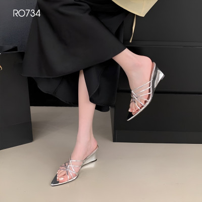 Dép nữ quai chéo, mũi nhọn, đế xuồng ROSATA RO734 - 5p - Vàng, Bạc - BKSTORE