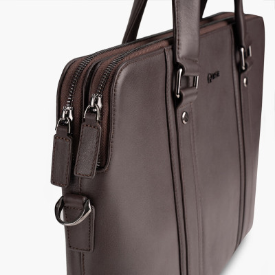 Cặp Da Nam Công Sở Túi Xách Đựng Laptop GENCE GCE23 Da Bò Mềm Cao Cấp Màu Nâu Đậm