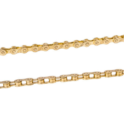 Dây xích xe đạp ZTTO thiết kế ghim hình nấm,Lớp phủ Titanium Nitride trên dây chuyền Vàng làm giảm sự ăn mòn và giảm ma sát.tốc độ 9