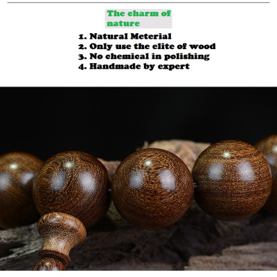 Bộ Vòng đeo tay phong Thủy Gỗ Đàn Hương Lụa Vàng Tự Nhiên Ấn Độ, Kèm Hộp đựng lót nhung nỉ