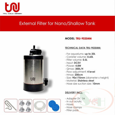 Lọc thùng TRU Inox External Filter lọc mini shallow bể nano thủy sinh cá tép