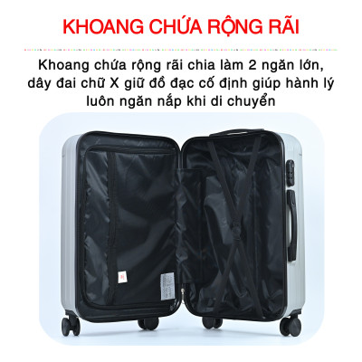 Vali du lịch kéo cao cấp Size 24inch- Chất lượng cao  KS-155 - Xanh lam nhạt