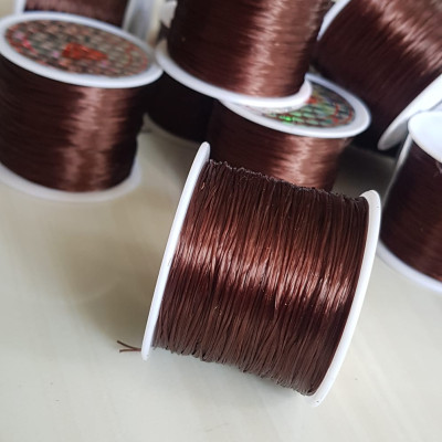 Cuộn Dây Thun CO GIÃN màu Nâu chuyên xỏ vòng đeo tay hạt chuỗi  Dây này là dây thun chuyên xỏ vòng chuỗi màu Nâu, có đủ màu Anh Chị đang đeo chuỗi muốn thay dây khác cho vòng thì đặt cuộn Thun chỉ này nhé