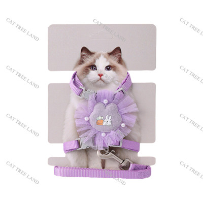 DÂY DẮT YẾM HOA THỎ DÀNH CHO CHÓ MÈO SIZE S (bản 1.0cm)