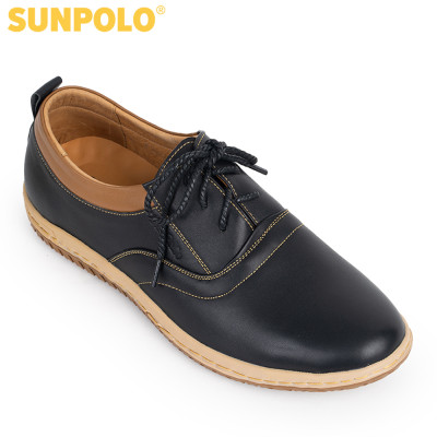 Giày nam Da bò Buộc dây SUNPOLO SPH424 (Xanh navy, Nâu)