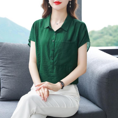 Áo sơ mi nữ form rộng tay ngắn, chất liệu Đũi tơ mềm mát, áo kiểu nữ, form trẻ trung, năng động, T73