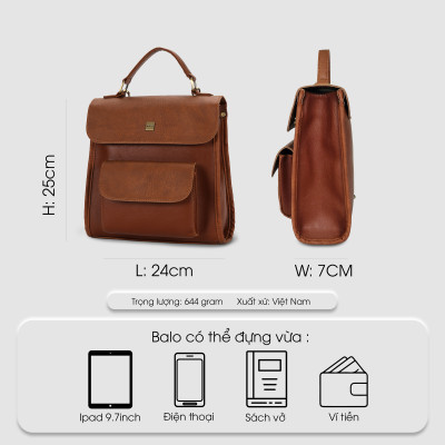 Túi đeo chéo công sở nhỏ gọn IDIGO FBP2 - 5063, balo da nam nữ đi làm cao cấp